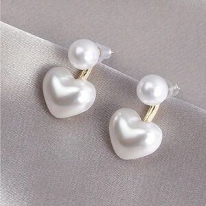 Heart Stud Jacket Earrings